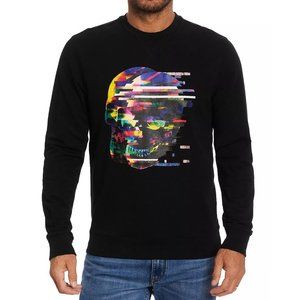Robert Graham Men's Long Sleeve Loose Cannon Skull Graphic Sweatshirt Black